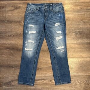 Miss‎ Me Boyfriend Ankle Jeans Size 29 Mid Rise Distressed Medium Wash